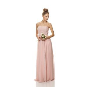Bari Jay | NWT $259 Petal Pink Beaded Chiffon Strapless Sweetheart Gown, Size 14